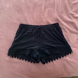 Navy blue lace trim shorts